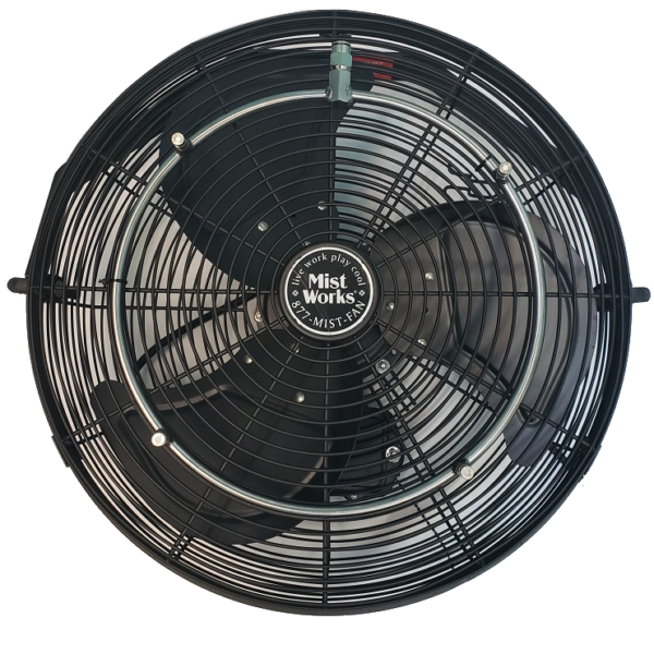 18" high pressure misting fan with stainless mist ring and nozzles black