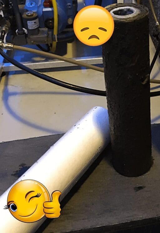 Used black sediment filter next to clean one