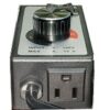 A power supply with an outlet and a knob.