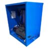 A blue box with a large amount of equipment inside it.