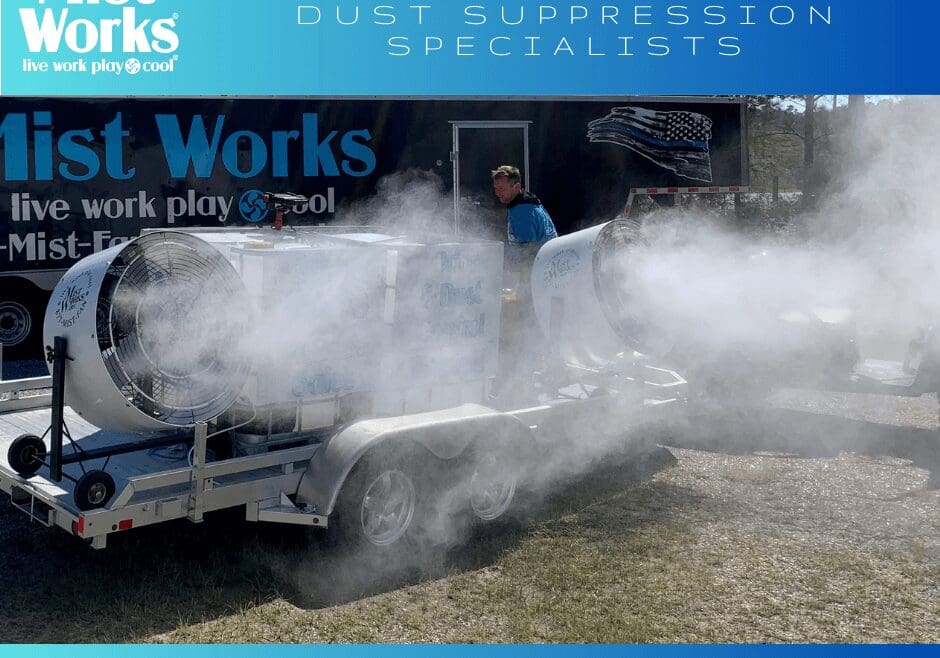 Misting equipment demonstration for dust suppression.