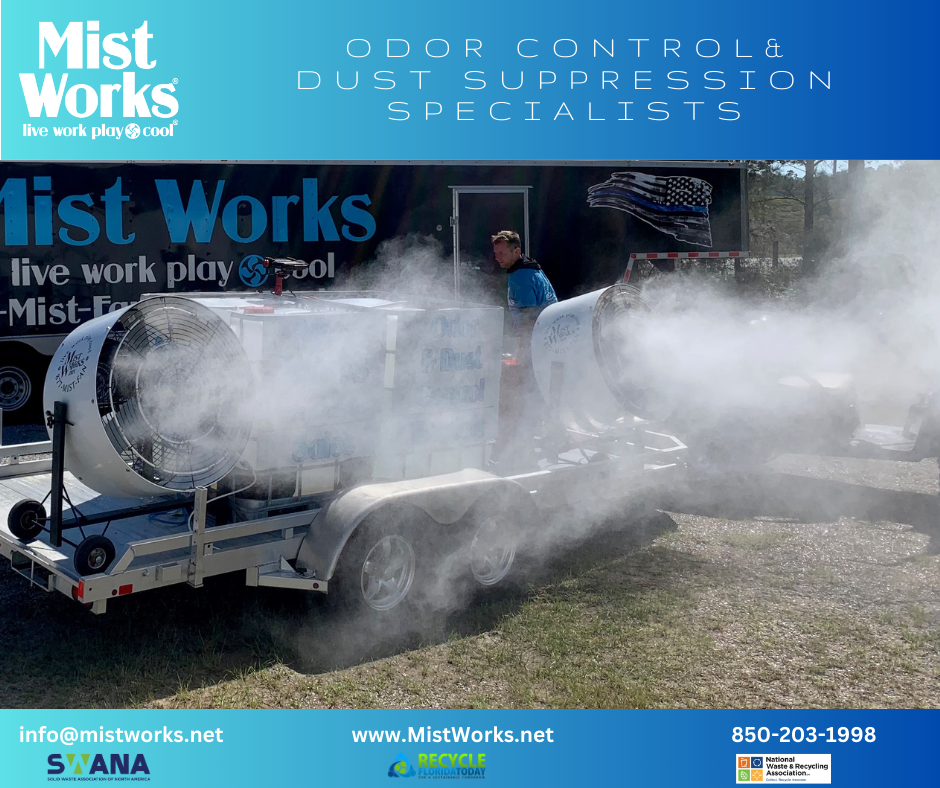 Mist Works Odor & Dust specialist FB post waste management odor control dust suppression mistworks.net
