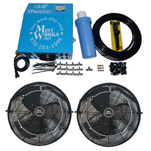 High Pressure “Gulf Breeze” Patio Misting Kit - 2 Black Mist Fans