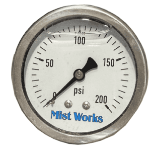 PG200 Pressure Gauge 200 psi Mist Works back mount