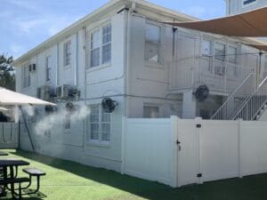 Play yard & School Outdoor Cooling Misting System and mister fans Mist Works