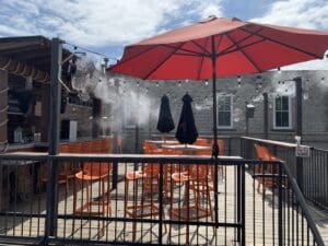 outdoor patio cooling Misting systems & stainless fans by Mist Works Alpharetta Atl GA